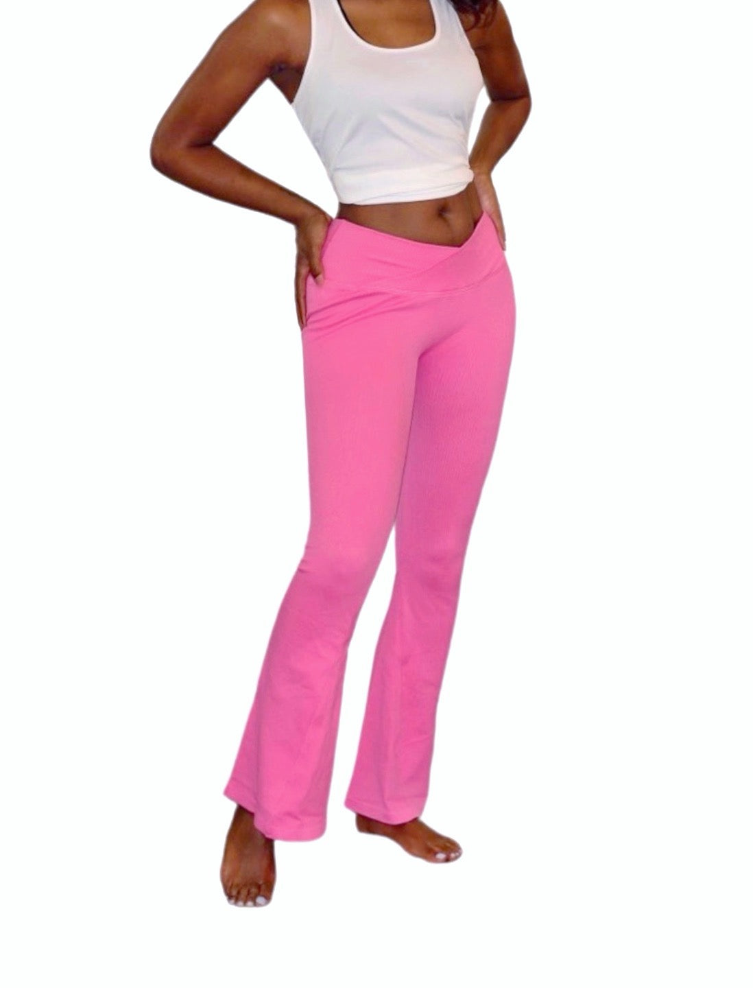 Pink Ribbed Seamless Leggings